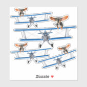 Vier Wing Walking Basset Hounds in  Biplane Sticker (Vel)