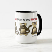 Vier Wise-apen Funny Cartoon Design Mok (Voorkant rechts)