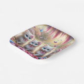 Vier Witte Kittens met Bloemen en Vlinders Papieren Bordje (Gebogen)