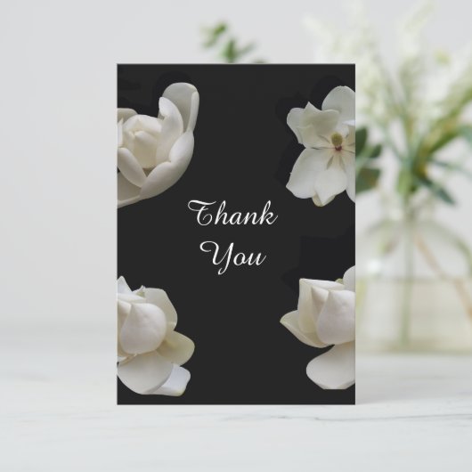 Vier witte Magnolias op Hartelijk dank Bedankkaart (Staand voorkant)
