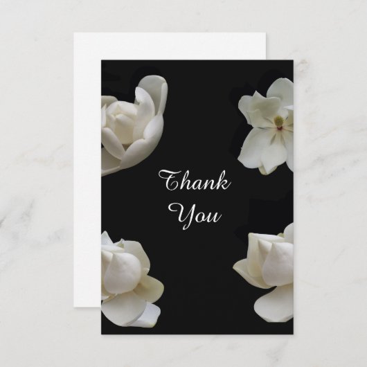 Vier witte Magnolias op Hartelijk dank Bedankkaart (Voorkant / Achterkant)