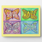 Vier Word Butterfly Wings Art Schilderen Gift Plaq Fotoplaat (Voorkant)