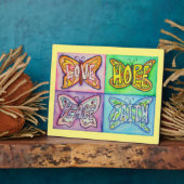 Vier Word Butterfly Wings Art Schilderen Gift Plaq Fotoplaat (Zijkant)