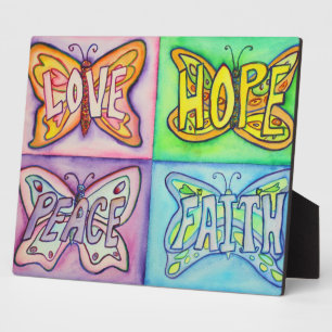 Vier Word Butterfly Wings Art Schilderen Gift Plaq Fotoplaat