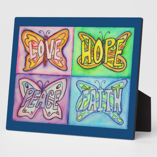 Vier Word Butterfly Wings Art Schilderen Gift Plaq Fotoplaat (Zijkant)