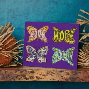 Vier Word Butterfly Wings Art Schilderen Gift Plaq Fotoplaat