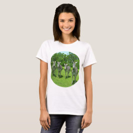 Vier zebra's in weide eenheid t-shirt