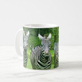 Vier zebra's in weilandlicht koffiemok