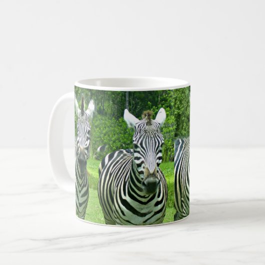 Vier zebra's in weilandlicht koffiemok (Voorkant links)
