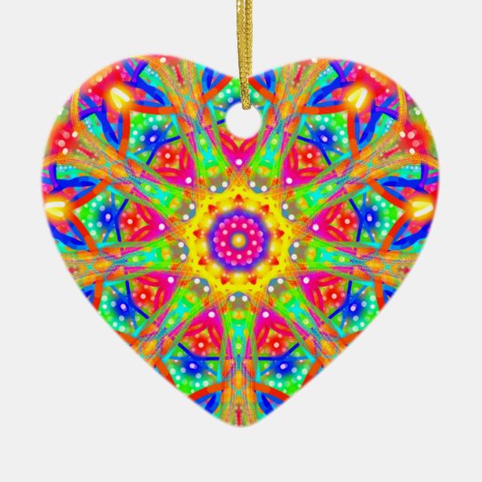 Vier zijn geboorte kleurrijke kerst keramisch ornament (Voorkant)