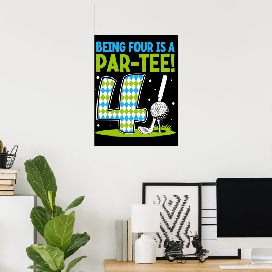 Vier zijn is een par-T-shirt! Poster (Thuiskantoor)