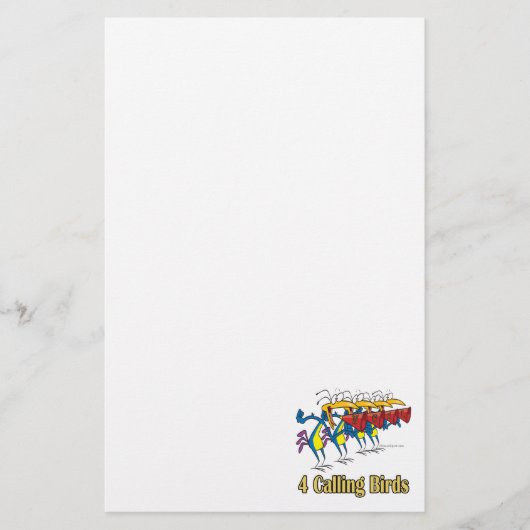 vier zingende vogels 4de vierde kerstdag briefpapier (Voorkant)