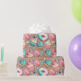 Vier zoete desserts cadeaupapier