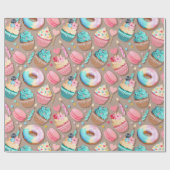 Vier zoete desserts cadeaupapier (Vlak)