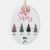 Vier zusters kerstboom met aangepaste namen keramisch ornament (Rechts)