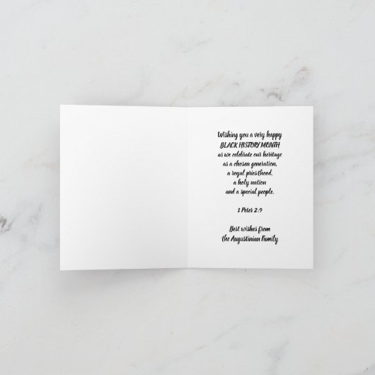 VIER ZWARTE GESCHIEDENIS MAAND  BHM KAART (Binnen)