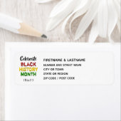 Vier zwarte geschiedenis maand retour adres etiket (Insitu)