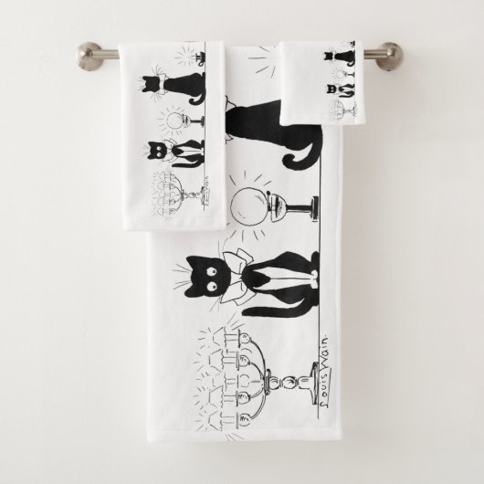 Vier zwarte katten, Louis Wain Bad Handdoek (Insitu)
