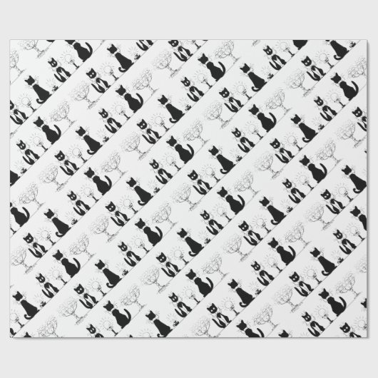 Vier zwarte katten, Louis Wain Cadeaupapier (Vlak)