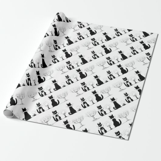 Vier zwarte katten, Louis Wain Cadeaupapier (Uitgerold)