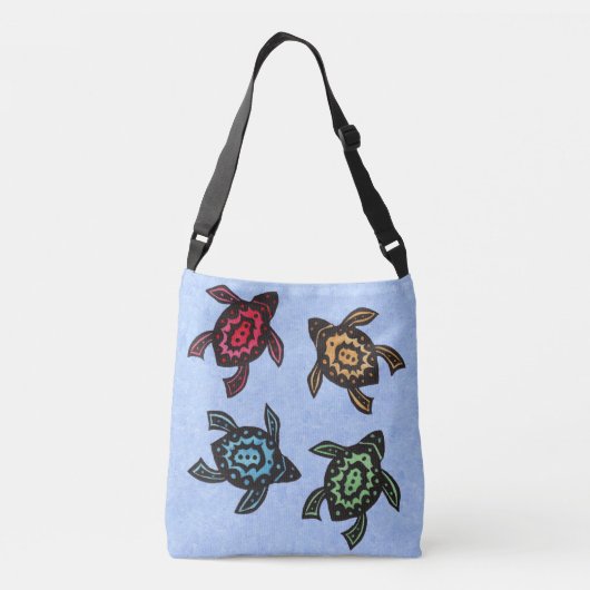 Vier zwarte schildpadden Abstract gekleurde schale Crossbody Tas (Achterkant)