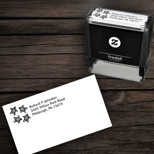 Vier zwarte schildpadden Abstracte markeringen op  Zelfinktende Stempel