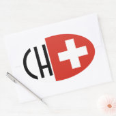 VIER Zwitserland Vlag "CH" Ovale Sticker (Envelop)