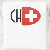 VIER Zwitserland Vlag "CH" Ovale Sticker (Tas)
