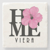 Viera HOME Pink Hibiscus Stenen Onderzetter (Voorkant)
