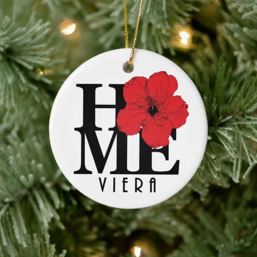 Viera HOME Red Hibiscus Keramisch Ornament (Boom)