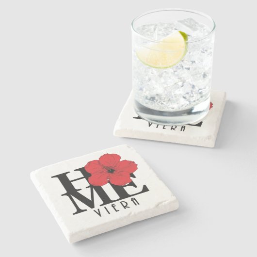 Viera HOME Red Hibiscus Stenen Onderzetter (Zijkant)