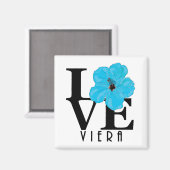 Viera LOVE Blue Hibiscus Magnet (Voorkant / Achterkant)