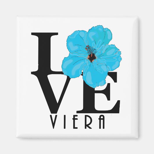 Viera LOVE Blue Hibiscus Magnet (Voorkant)