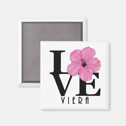 Viera LOVE Pink Hibiscus Magnet (Voorkant / Achterkant)