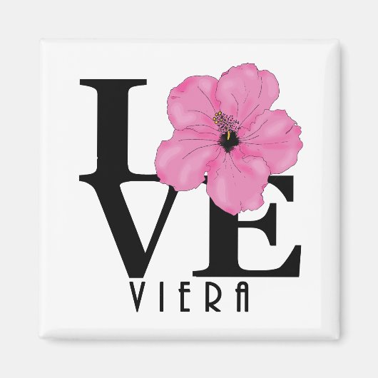 Viera LOVE Pink Hibiscus Magnet (Voorkant)