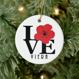 Viera LOVE Red Hibiscus Keramisch Ornament