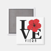Viera LOVE Red Hibiscus Magnet (Voorkant / Achterkant)