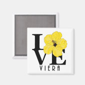 Viera LOVE Yellow Hibiscus Magnet (Voorkant / Achterkant)