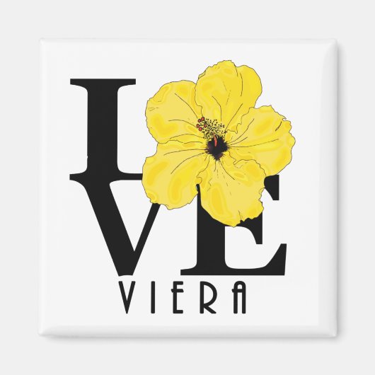 Viera LOVE Yellow Hibiscus Magnet (Voorkant)