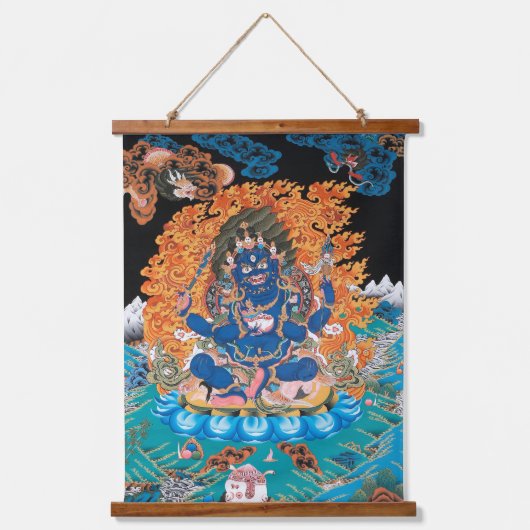 Vierarmige Mahakala Boeddhist Thangka Hangend Wandkleed (Voorkant)