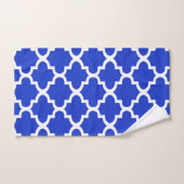 Vierbladig patroon in koningsblauw bad handdoek (Handdoek)
