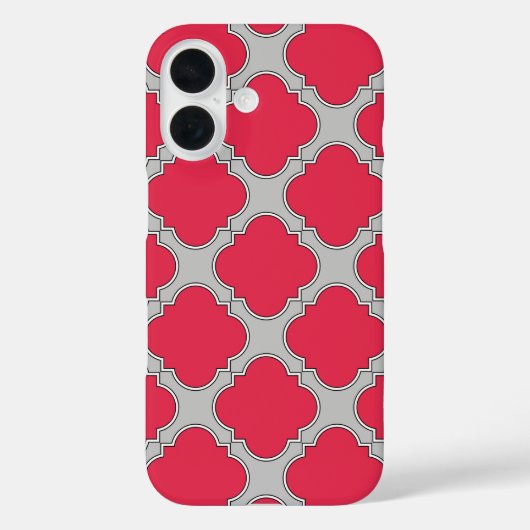 Vierbladig rood en grijs Case-Mate iPhone case (Achterkant)