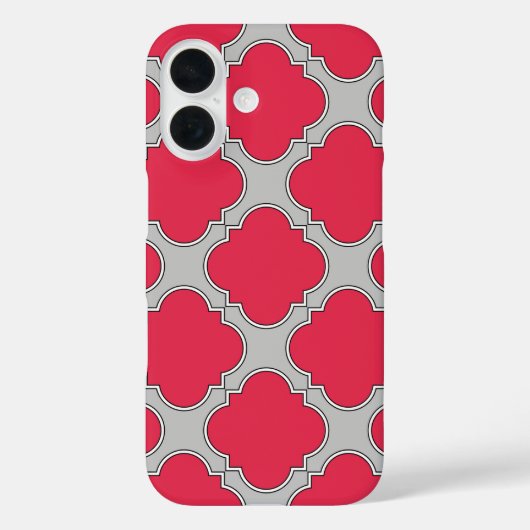 Vierbladig rood en grijs Case-Mate iPhone case (Achterkant)