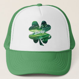 Vierbladige Klaver Geluks Waterverf Shamrock Grafi Trucker Pet