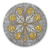 Vierbladige klaver - Goud en Parel Mozaïek Keramische Knop (Voorkant)