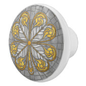 Vierbladige klaver - Goud en Parel Mozaïek Keramische Knop (Rechts)