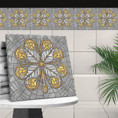 Vierbladige klaver - Goud en Parel Mozaïek Tegeltje