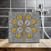 Vierbladige klaver - Goud en Parel Mozaïek Tegeltje