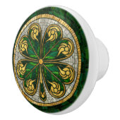 Vierbladige klaver - Goud, Malachietparel Keramische Knop (Rechts)