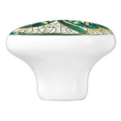 Vierbladige klaver - groen marmer en goud keramische knop (Zijkant)